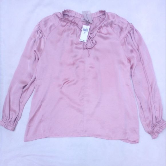 NWT Philosophy Long-Sleeve Cameo Pink Blouse, Medium - Picture 1 of 16